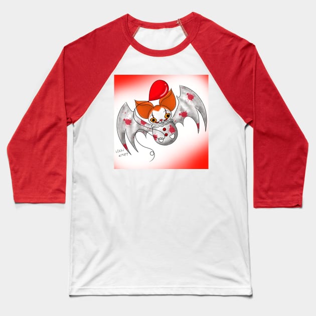 Battywise the clown Baseball T-Shirt by VikkiKrash